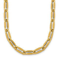 14k Polished 5.5mm Flattened Oval Cable Fancy Link 18 inch Necklace