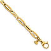 14k Polished 5.5mm Flattened Oval Cable Fancy Link 7.5 inch Bracelet