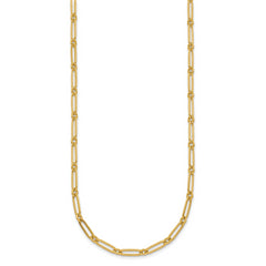 14k Polished 3.75mm Paperclip and Round Link 18 inch Necklace