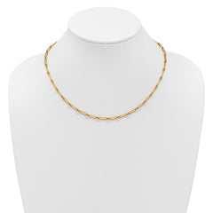 14k Polished 3.75mm Paperclip and Round Link 18 inch Necklace