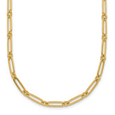 14k Polished 3.75mm Paperclip and Round Link 18 inch Necklace
