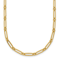 14k Polished 3.75mm Paperclip and Round Link 18 inch Necklace