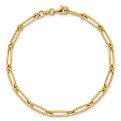 14k Polished 3.75mm Paperclip and Round Link 7.25 inch Bracelet