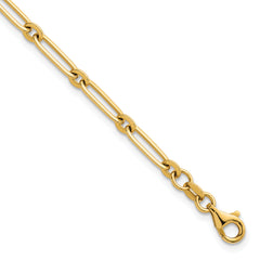 14k Polished 3.75mm Paperclip and Round Link 7.25 inch Bracelet