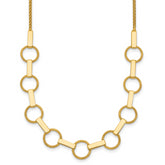 14K Polished and Textured Circles and Bars 17.5 inch Necklace