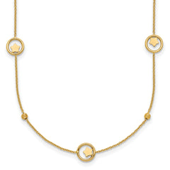 14k Polished Stars in Circle with Diamond-cut Beads 7-Station 16.75 inch Necklace