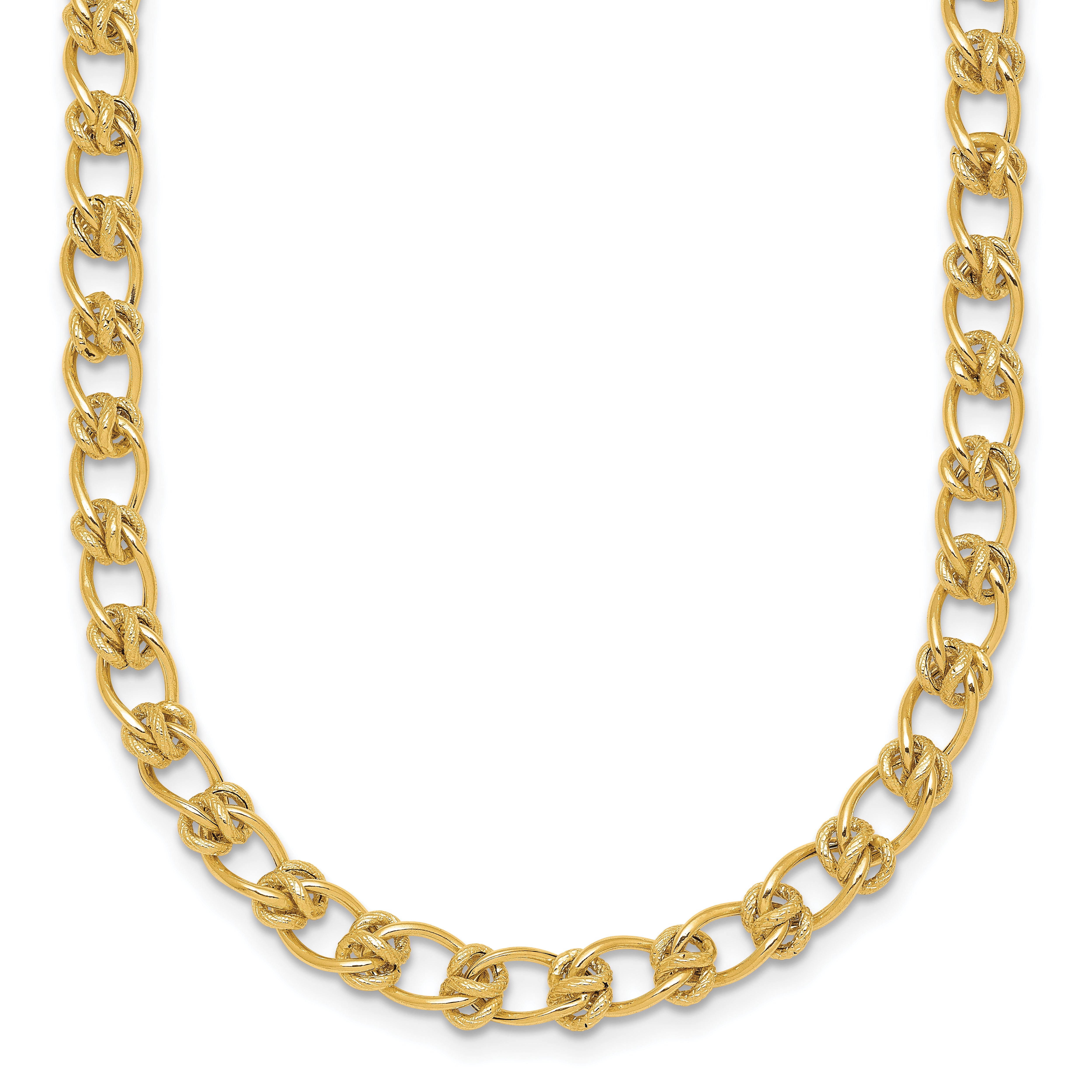 14K Polished and Textured 5.0mm Fancy Knot Link 7.5 Inch Bracelet