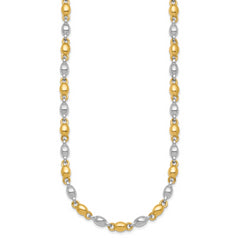 14k Two Tone Polished 5.25mm Round Fancy Link 18 inch Necklace