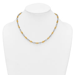 14k Two Tone Polished 5.25mm Round Fancy Link 18 inch Necklace