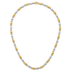 14k Two Tone Polished 5.25mm Round Fancy Link 18 inch Necklace
