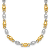 14k Two Tone Polished 5.25mm Round Fancy Link 18 inch Necklace