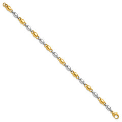 14k Two Tone Polished 5.25mm Round Fancy Link 7.25 inch Bracelet
