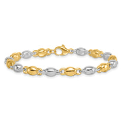 14k Two Tone Polished 5.25mm Round Fancy Link 7.25 inch Bracelet