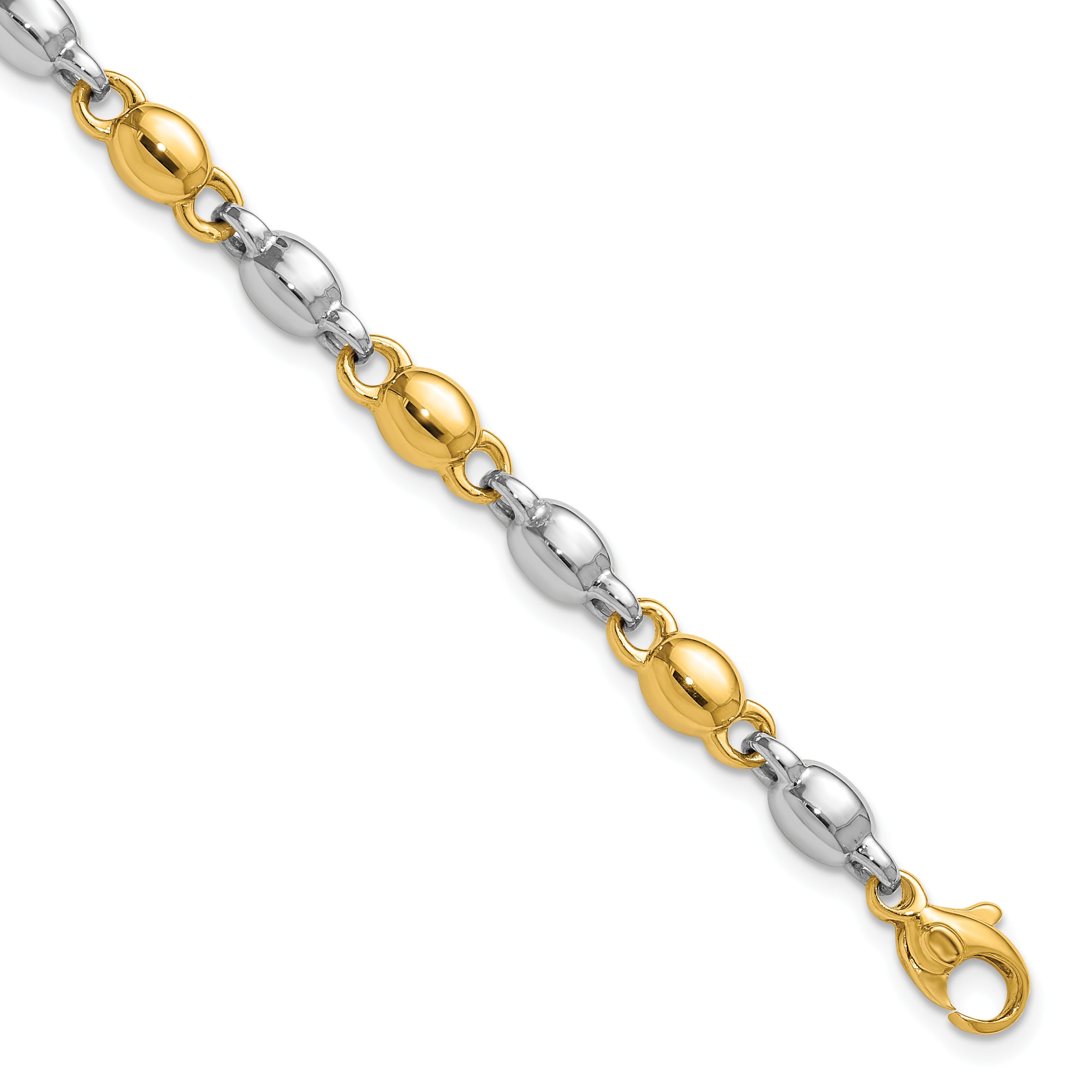 14k Two Tone Polished 5.25mm Round Fancy Link 7.25 inch Bracelet