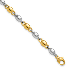 14k Two Tone Polished 5.25mm Round Fancy Link 7.25 inch Bracelet
