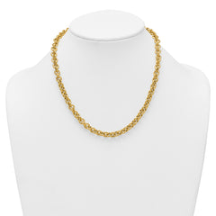 14k Polished and Textured 7.3mm Cable Chain 18 inch Necklace