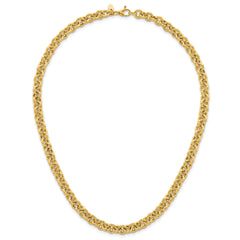 14k Polished and Textured 7.3mm Cable Chain 18 inch Necklace