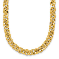 14k Polished and Textured 7.3mm Cable Chain 18 inch Necklace