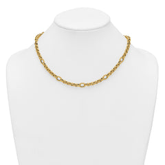 14k Polished and Textured Rolo and Oval Fancy Chain 18 inch Necklace