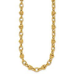 14k Polished and Textured Round and Oval Fancy Chain 18 inch Necklace