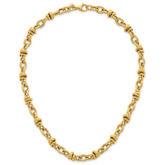 14k Polished and Textured Round and Oval Fancy Chain 18 inch Necklace