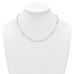 14k Two-tone Polished Oval Links and Faceted Beads 18 inch Necklace