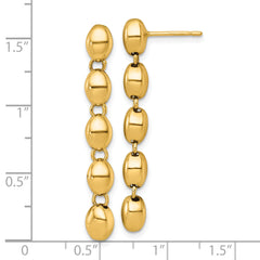 14k Polished 5.25mm Round Fancy Beaded Dangle Post Earrings