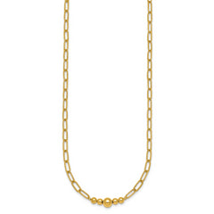 14K Polished Graduated Beads 18 inch Paperclip Link Necklace