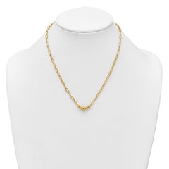 14K Polished Graduated Beads 18 inch Paperclip Link Necklace