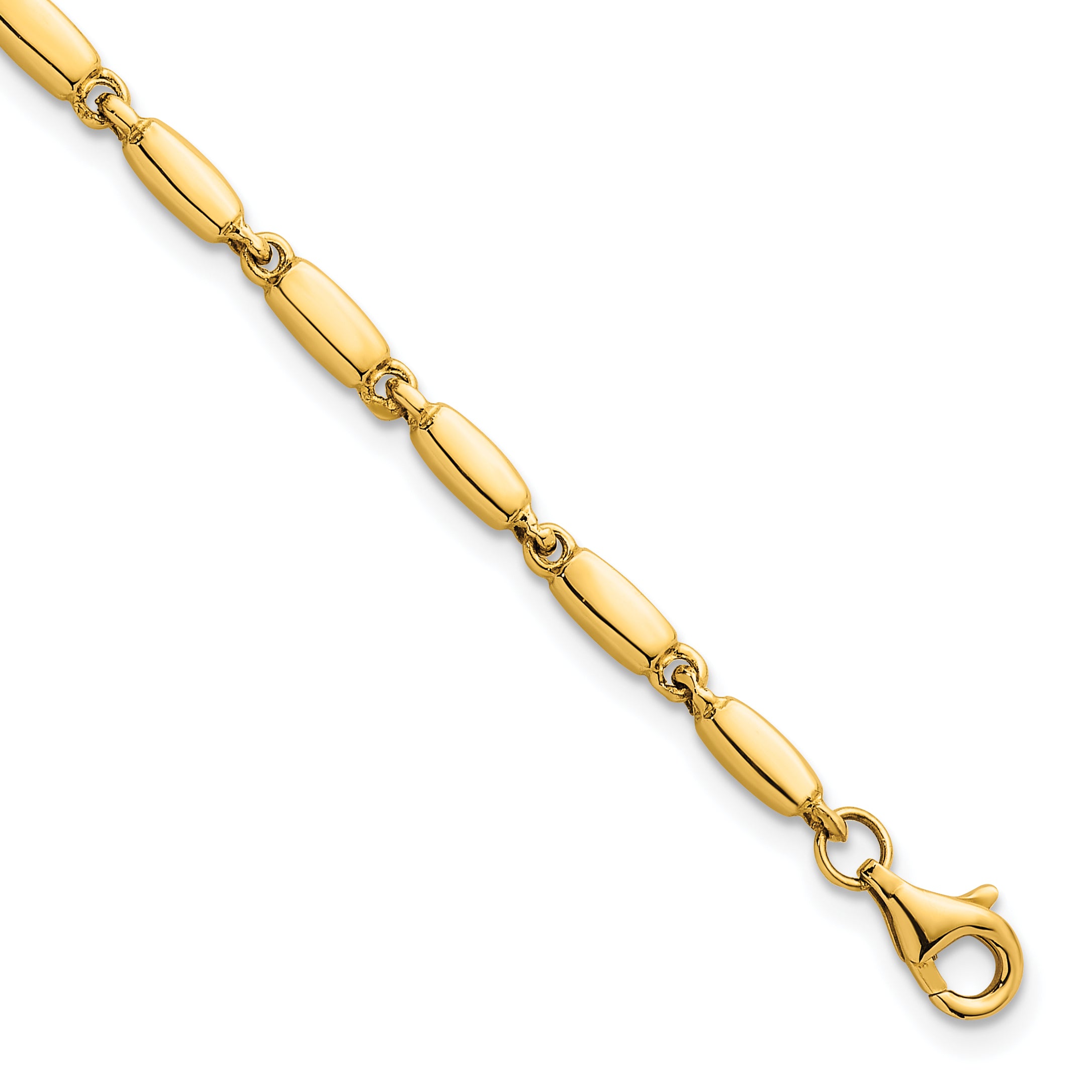 14k Polished 3mm Fancy Bar Link 7.5 inch Bracelet