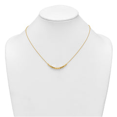 14K Polished Diamond-cut and Square Beaded 16 Inch Necklace Plus 2 Inch Extender