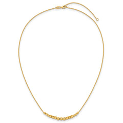 14K Polished Diamond-cut and Square Beaded 16 Inch Necklace Plus 2 Inch Extender