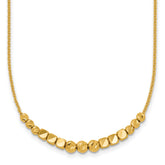 14K Polished Diamond-cut and Square Beaded 16 Inch Necklace Plus 2 Inch Extender