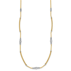 14k Two-Tone Woven Bars and Diamond-cut Beads 16.75 inch Necklace
