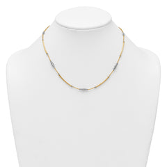 14k Two-Tone Woven Bars and Diamond-cut Beads 16.75 inch Necklace