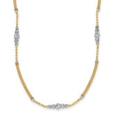 14k Two-Tone Woven Bars and Diamond-cut Beads 16.75 inch Necklace