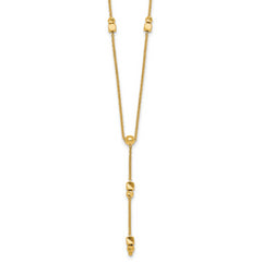 14K Polished Diamond-cut and Beaded 16 Inch Lariat Necklace Plus 2 Inch Extender