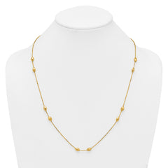 14K Polished and Brushed Oval Beaded 5-Station 24 Inch Necklace