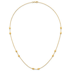 14K Polished and Brushed Oval Beaded 5-Station 24 Inch Necklace