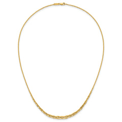 14k Polished Fancy Graduated Cable Link 18 inch Necklace