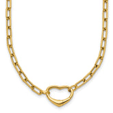 14k Polished Oval Link with Heart Clasp 18 inch Necklace able to Convert to Bracelet
