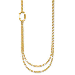 14k Polished Oval Double Strand Cable Chain 18 inch Necklace