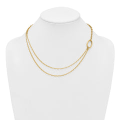 14k Polished Oval Double Strand Cable Chain 18 inch Necklace