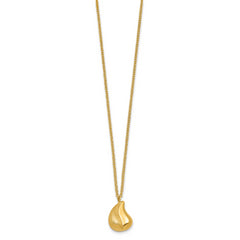 14k Polished And Brushed Curved Teardrop 16 inch Necklace Plus 2 inch Extender