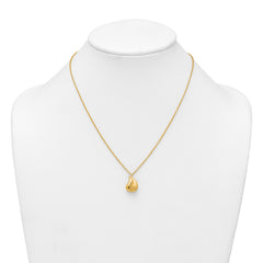 14k Polished And Brushed Curved Teardrop 16 inch Necklace Plus 2 inch Extender