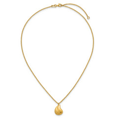 14k Polished And Brushed Curved Teardrop 16 inch Necklace Plus 2 inch Extender