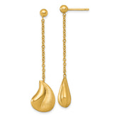 14k Polished And Brushed Curved Teardrop Dangle Post Earrings