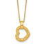 14K Polished Textured and Diamond-cut Fancy Heart Pendant 16 Inch Necklace with 2.25 Inch Extender