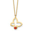 14k Polished Butterfly with Red and Black Enamel Ladybug 15.5 inch Childrens Necklace Plus 0.75 inch Extender
