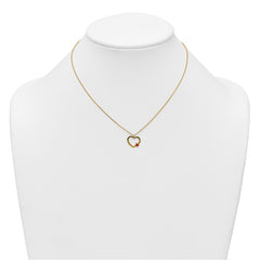 14k Polished Heart with Red and Black Enamel Ladybug 15.5 inch Childrens Necklace Plus 0.75 inch Extender